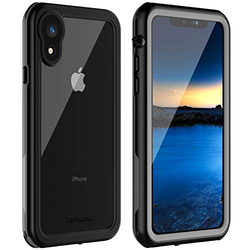 lanwow iPhone XR Waterproof Case, Waterproof iPhone XR Shockproof Full-Body Rugged Cover Case with Built-in Screen Protector Support Wireless Charging for iPhone XR 6.1 Inch (Black/Grey)
