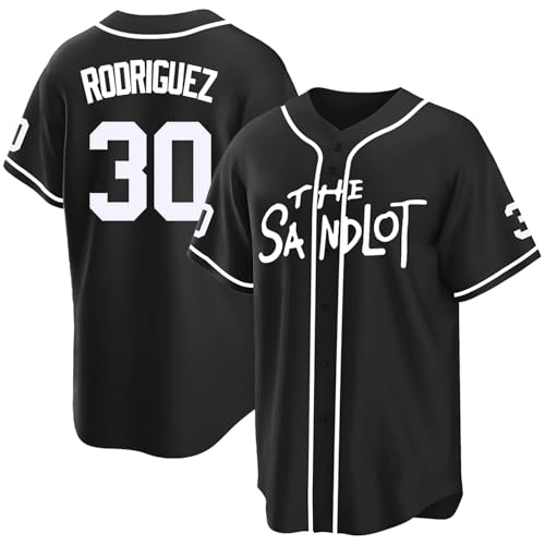 Tocament The Sandlot Baseball Jersey,Benny 'The Jet' Rodriguez #30 Button Down Short Sleeve,90s...