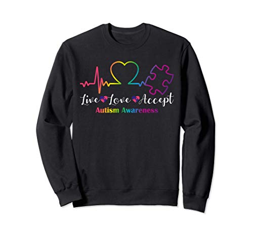Live Love Accept Autism Awareness EKG Pulse Line Autism Mom Sudadera