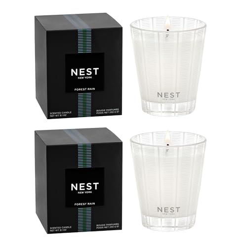 Bougies classiques NEST New York Pluie de forêt, lot de 2 bougies parfumées en verre de 230g