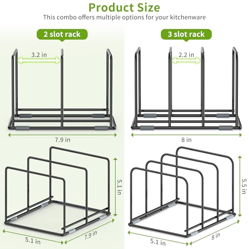 Pan and Pot Organizer Rack, Cutting Board Organizer for Cookie Sheet,Frying Pan inside Cabinet,Baking Pan, Tray Organizer for Kitchen Storage - Total 5 Compartments(2 Pcs) - Image 3