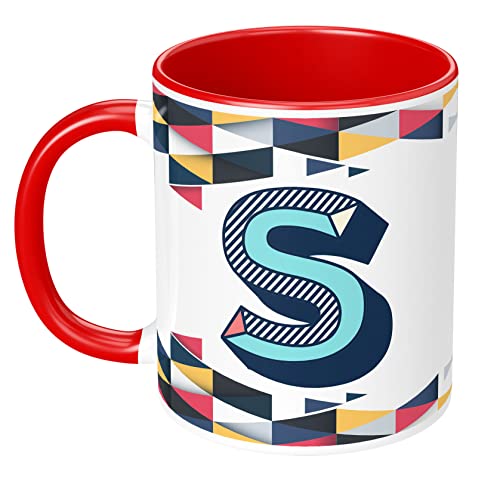 Image of 3D Colorful Alphabet Letter S Printed Coffee Mug For Girls Boys Friends Love Kids Best Gift For Birthday Anniversary Initial Letter S (Microwave Safe Ceramic Tea Coffee Mug-350ml) - ABV3TM2 118