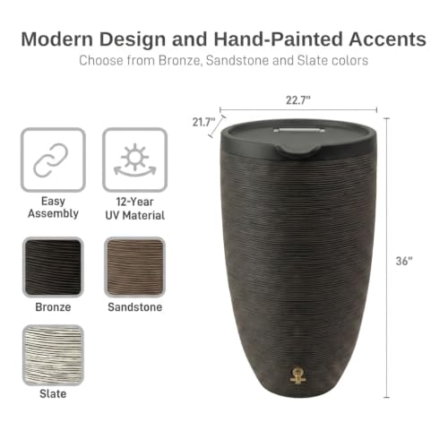 Image of RTS Home Accents 50-Gallon Newport Rain Barrel, Bronze Color
