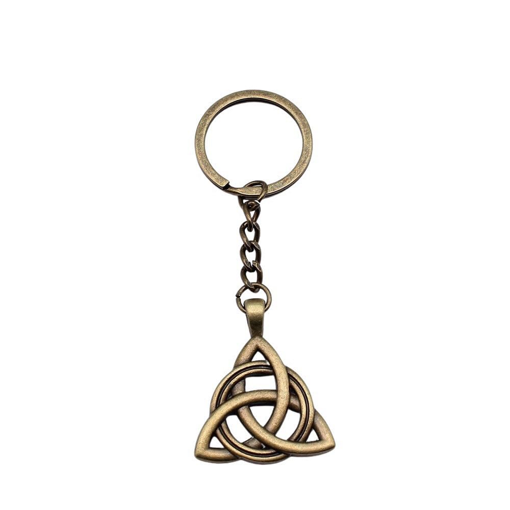 Wysiwyg Unisex A30-1Pcs-38X31mm 1Pcs 38X31mm Triquetra Knot Charms Keyrings Antique Bronze Color Zinc Alloy Ring Size 28Mm