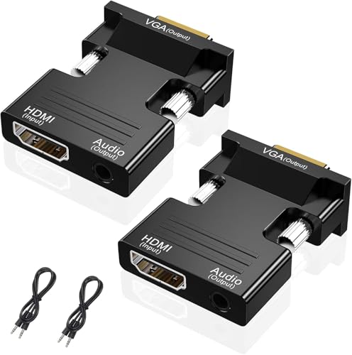 Mowpiny Adaptador Conversor HDMI a VGA con Audio 3.5mm, para Laptop, PC, Monitor y Proyector