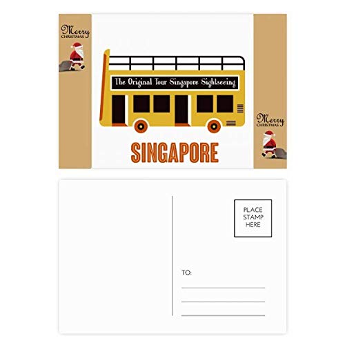 Cartes postales de remerciement bus de Singapour au motif illustré vintage