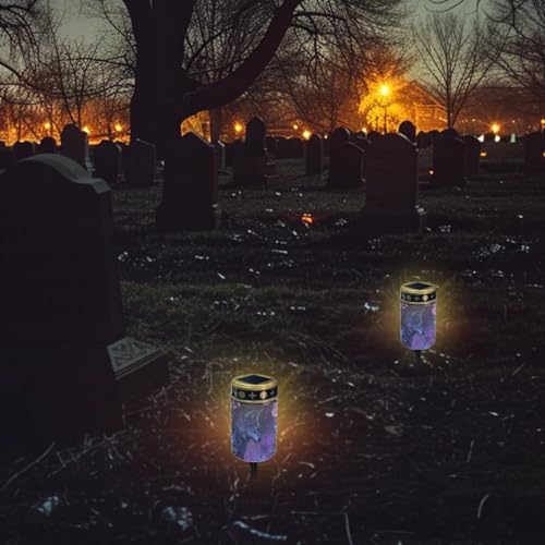 Image of Wolf Purple Rose Light for Prayer Cemetery Solar Lights for Grave Cemetery Decor Candle Lamp Waterproof Solar Power Light Eternal Lights for Graves Cemetery Memorial Gift 2 Pcs