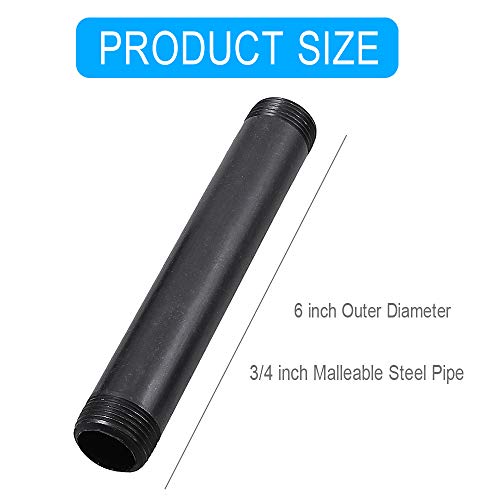 10-Pack-34-Inches-x-6-Inches-Black-Malleable-Steel-Nipples-Fitting-DIY-Steampunk-Industrial-Vintage-Style