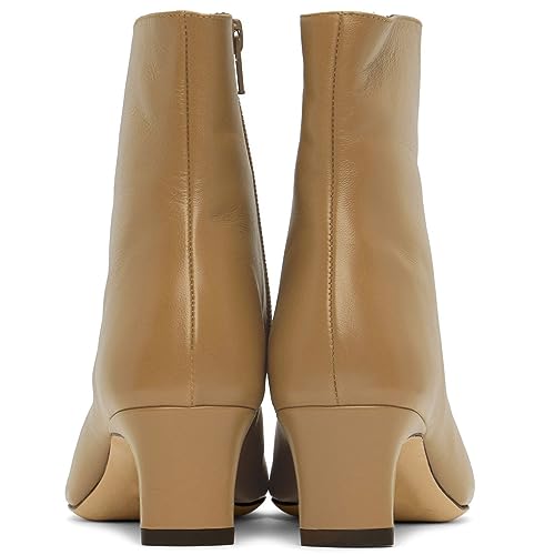 MOOMMO Women Low Chunky Heel Ankle Boots Square Toe Side Zipper Sock Booties Matte Comfy 2 Inch Thick Heel Dress Short Boots Closed Toe Mid Calf Stretch Chic Office Party Winter 4-11 M US4