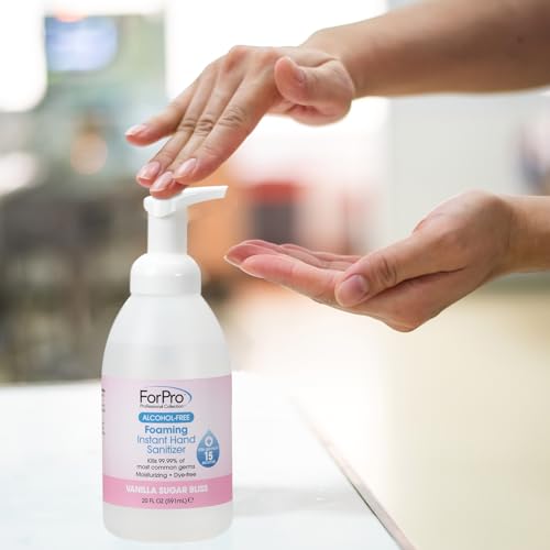 Image of ForPro Alcohol-Free Foaming Instant Hand Sanitizer, 20 Fl Oz (Pack of 6) - Moisturizing, Dye-Free Formula, Vanilla Sugar Bliss Scent