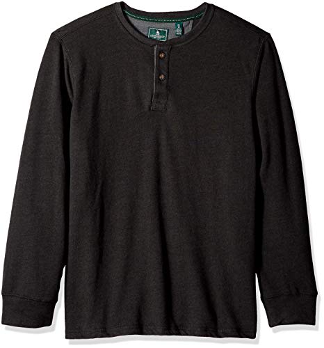 G.H. Bass & Co. Men's Carbon Long Sleeve Jersey Henley Solid Shirt, Legacy Black Heather F2018, Large