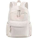 Unineovo Mini Corduroy Backpack for Women Girls, Cute Small Water-resistant Backpacks Purse, Fashion Casual Daypack for Teens, Toddler Kids Kindergarten Primary School Bookbag (Beige)