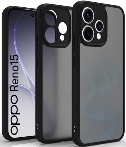 Image of RIGGEAR Shockproof Sleek Hybrid Armor Back Cover Case for Oppo Reno15, Reno 15 5G (Smoke Black Matte PC + Black TPU Bumper)