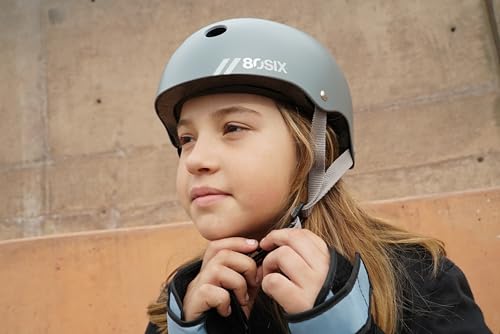 80Six Dual Certified Kids’ Bike, Scooter, and Skateboard Helmet, Grey Matte, Small-Ages 14+