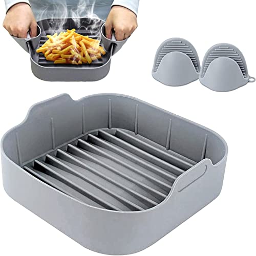 Molde Silicona Freidora Sin Aceite - 2 Guantes Incluidos - Apta para Lavavajillas - Olla de Silicona, Accesorio Airfryer Ideal 4.7L, 5.5L, 6.5L Cover