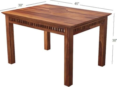 Image of AADITYA WOODS Solid Sheesham Wood 4 Seater Dining Table Set with Chairs & Bench for Living Room Home Wooden Dining Table Set for Office Restaurant Modern Dining Room Set-45x30x30inch (ad-Honey4sB)
