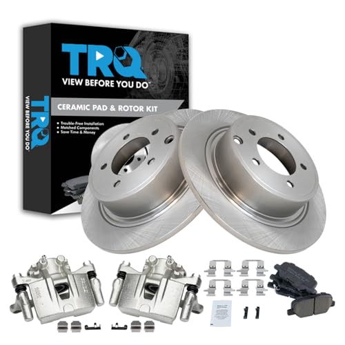Image of TRQ Rear Brake Pad and Rotor Set Ceramic Rotors Calipers Compatible with 2013 Mitsubishi Outlander