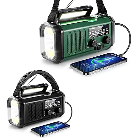 10000mAh Crank Radio, Emergency Radio, Solar Radio, NOAA/AM/FM Weather Radio, USB Type-C Charging,Dynamo Radio,Polymer Battery,Torch & LED Reading Light, SOS Alarm,Compass for Camping Cover