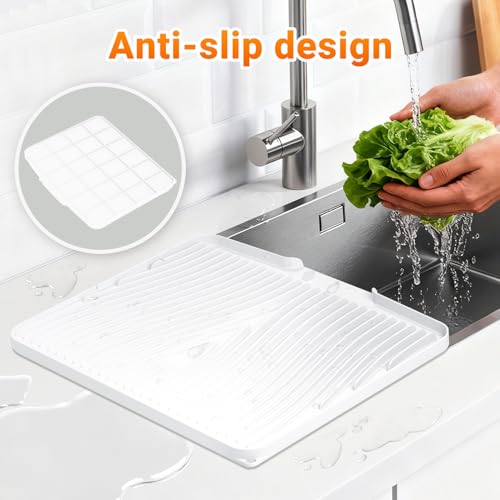 Alfombrilla de secado de platos de silicona para encimera de cocina con almohadilla de drenaje 4