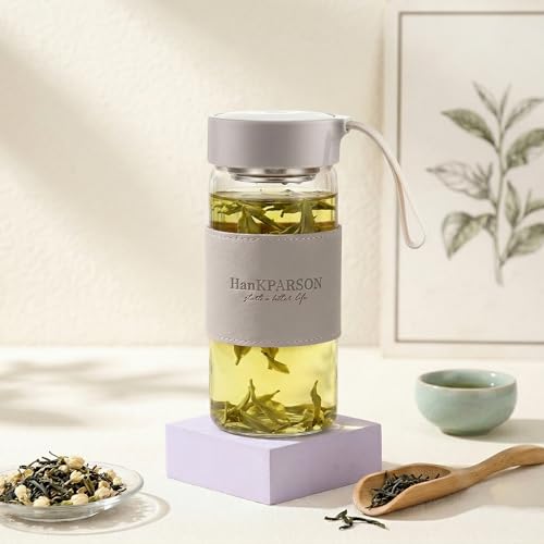 Image of 480ML Japanese Style Kawaii Borosilicate Glass Water Bottle | Leak-Proof Seal Lid, Insulation Sleeve & Stainless Steel Tea Infuser | Portable Bottle for Travel, Office & Gifting