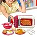17Pcs Kids Pretend Play Microwave Toys Cookwares Toy Role Playing Educational Ornament Sets for Girls Boys, Red