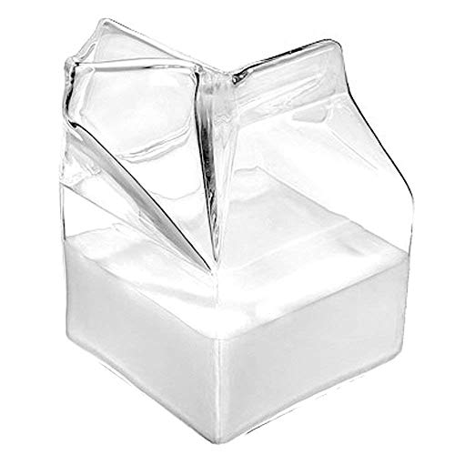 Glass milk carton, clear milk carton cup, mini creamer container …