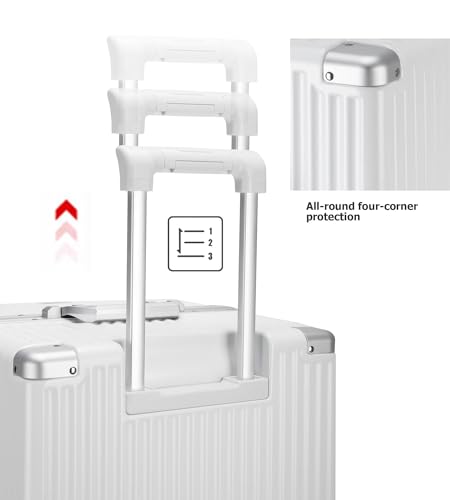 Image of feilario Super Large Aluminum Frame Checked Luggage, Removable Wheels | Zipperless access, PC shell, TSA lock, cup /phone holder and 126L capacity suit dorm moves, moving and long trips