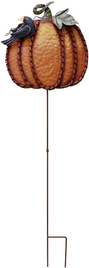 Pumpkin Garden Stake Metal Welcome Sign Fall Decor, Decorative Pumpkin Yard Garden Décor Outdoor for Autumn Harvest Thanksgiving Halloween Rustic Pumpkin Decoration for Home (1, 14inX36.75in)