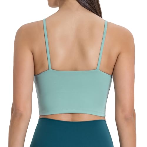Image of Women's Strappy Stretch Sports Bra Longline Yoga Tank Top Fitness Bra Workout Camisole Crop Tops for Teen Girl