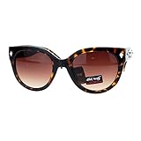 JuicyOrange Skull Studded Womens Sunglasses Round Butterfly Fashion Eyewear (tortoise, brown)