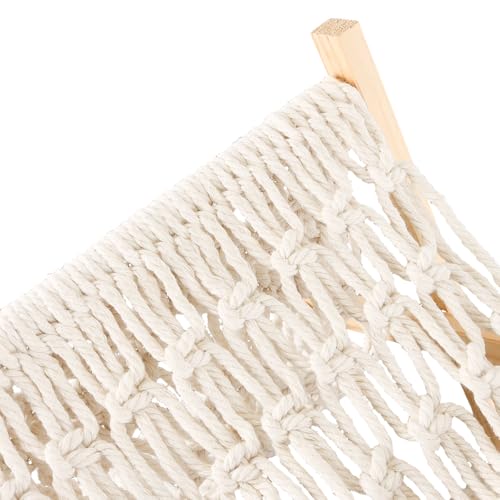 Estante plegable de algodón tejido a mano con soporte de madera resistente 5