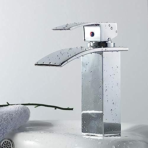 Robinet de lavabo monotrou chaud et froid avec mitigeur cascade en cuivre