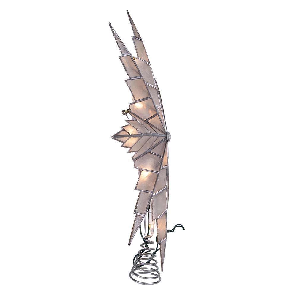 Kurt S. Adler 8 Spitzen, Capiz, silberfarbene Sterne, 38,1 cm Baumspitze, Silber, 15-Inch