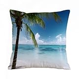 ERRTU Fundas de Cojín 45x45 cm,Foto Libre de Derechos de Autor de Paisaje de Playa,Funda de Almohada del Sofá Throw Cojín Decoración Almohada Funda de Sala de Estar Sofás
