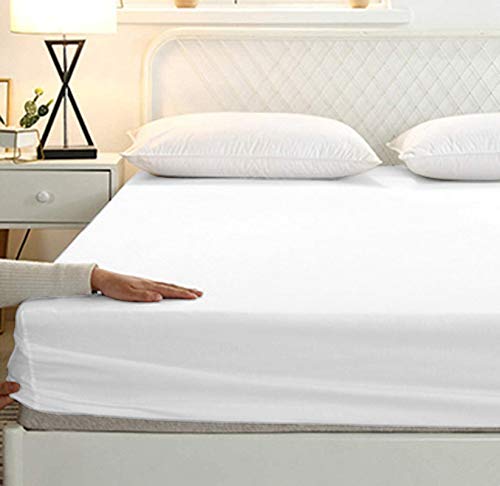 Image of Sweet Dream's 750 Collection Egyptian Cotton Fitted Bedsheet 4 to 12 Inch Matress 15 inch Drop Twin XXL Bed (42x72) Inches (3.5 by 6) Feet + 2 Pillow Covers (18x28), Bright White