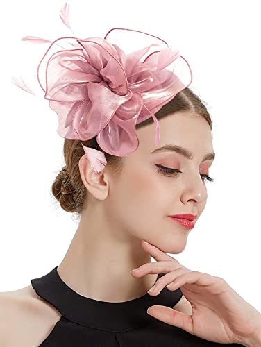 image for Z&X Fascinator Hat Flower Feathers on Headband and Clip Tea Party Head