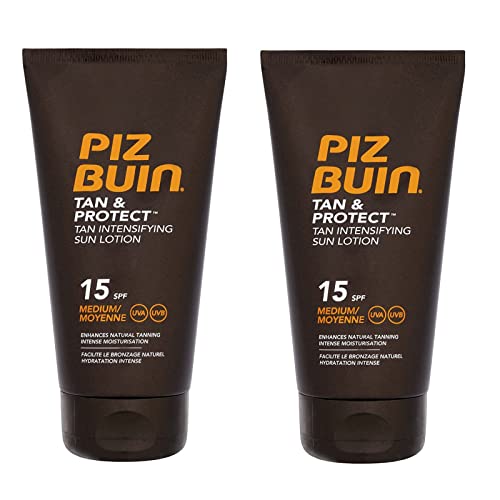 PIZ BUIN - Tan & Protect Tan Intensifying Lotion SPF 15 150ml Pack of 2, 75 g (Pack of 2)