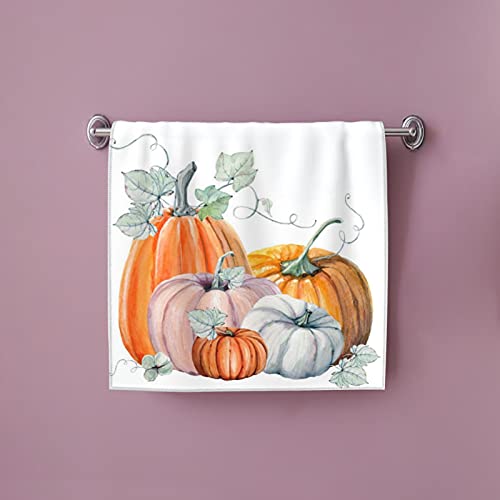 Fall Autumn White Pumpkins Thanksgiving Decorative Hand Towels Ultra Soft Highly Absorbent Microfiber Kitchen And Bath Hand Towels Multipurpose For Bathroom Kitchen Gym Hotel And Spa 15.7X27.5 In #TOP4