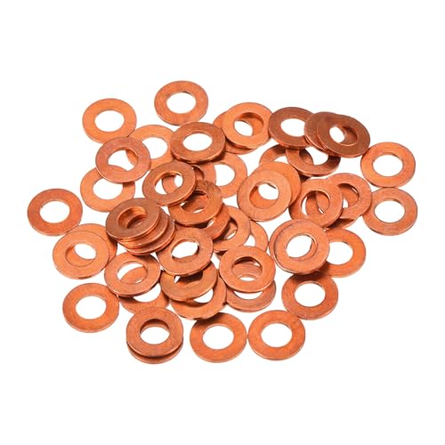QUARKZMAN 52 Pièces Rondelles Plates en Cuivre, Rondelles d'Écrasement Métriques Plates en Cuivre Amélioré de 5x10x1mm pour Raccords Hydrauliques Vis Écrou Réparation Électronique
