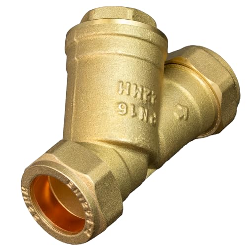 22mm Y Strainer Brass Compression Stainelss Steel Mesh Filter Anti Leak Design Ideal for Home Central Heating Systems & Radiators Durable Brass Construction Energy Saving Low Maintenance