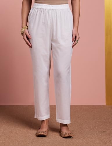 Image of Amazon Brand - Myx Women's Pure Cotton A-Line 3 piece Schiffli Suit Set (Available in Plus Sizes)