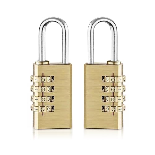 Lot de 2 petits cadenas à combinaison à 4 chiffres - En laiton - Résistant aux intempéries -...