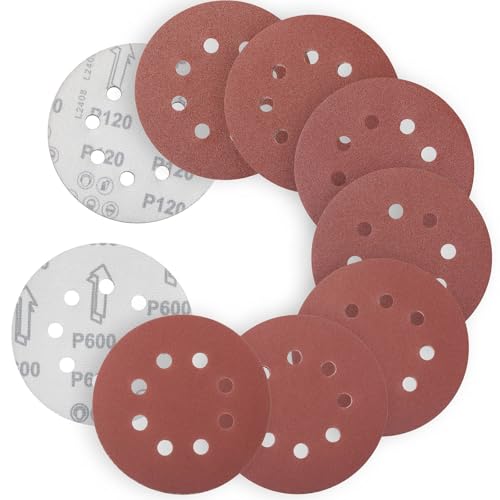Image of YoiYee 125mm Sanding Discs 8 Hole Hook and Loop P120-P600 35 Pack