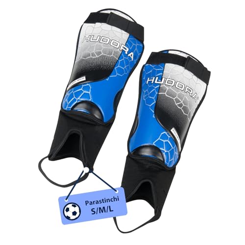 Hudora parastinchi con Protezione per la Caviglia - Parastinchi Comodi con Schiuma - Parastinchi da Calcio con Protezioni per Caviglie Taglia S/M/L