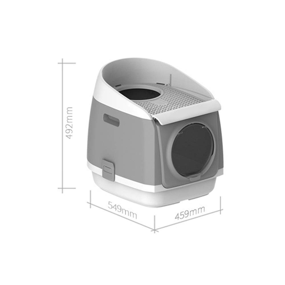 Legowisko dla psa Top-in Dwudrzwiowa toaletaPółzamknięty dezodorant Splash Duży żwirek Artykuły dla zwierząt 46 * 55 * 49 cm Automatyczny inteligentny zwierzak z pokrywą (szary)