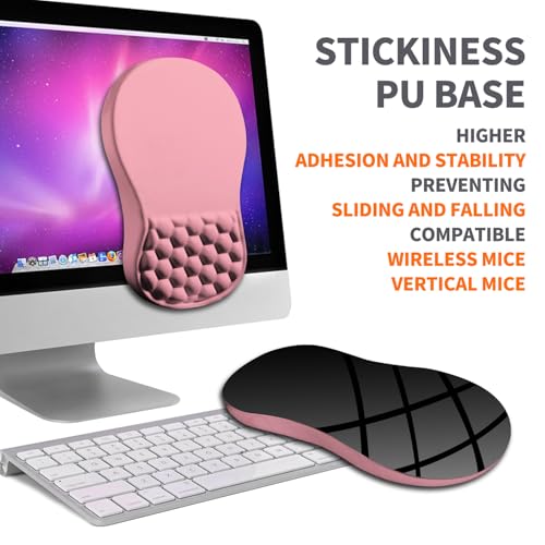 Image of Ergonomic Joint Wrist Support Mouse Pad with Memory Foam Cushion Massage Bump, Carpal Tunnel Pain Relief Mousepad Slope Design for Wrist Rest, 11.8x7.9 in, RosyBrown