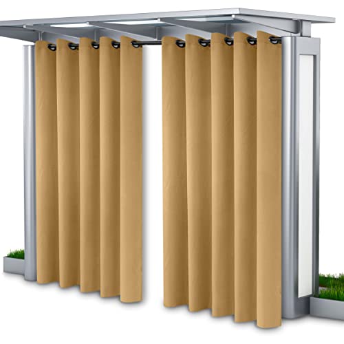 Grupo Vipro Cortinas de jardín con Ojales metálicos - Cortinas Impermeables 155x200 cm Ideal para Altana/Terraza/Jardín - Cortina Opaca Protege eficazmente contra la luz del Sol y la Lluvia (Latte)