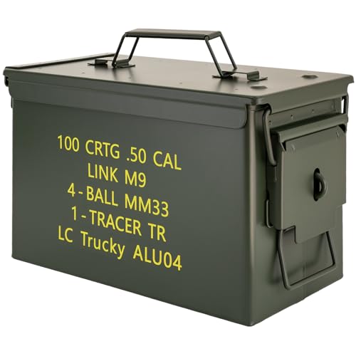 Trucky Caja de municiones Ammo Box 31x16x19 cm Caja metálica Caja de almacenamiento con tapa Army Metal Verde