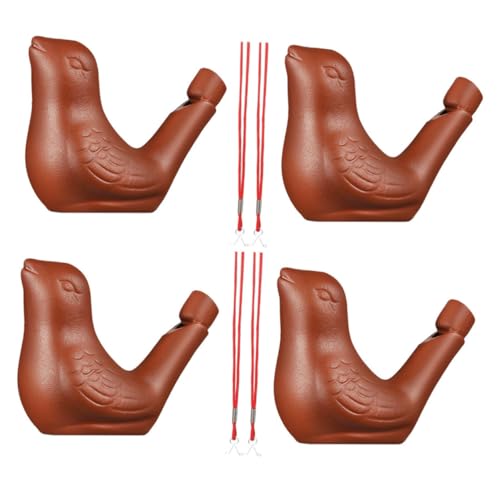 Hohopeti 4pcs Purple Clay Songbird Whistles Realistic Bird Call for Fun Outdoor Water Birthday Party Favors Lightweight Portable