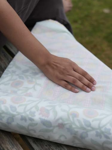 Image of Bagicha 100% Cotton Hand Block Floral Print Summer Muslin Dohar | 3-Layer Lightweight Reversible Blanket | Queen Bed Size A /c Comforter | Soft, Breathable, Quilt for Home, Bedroom (Multicolor)